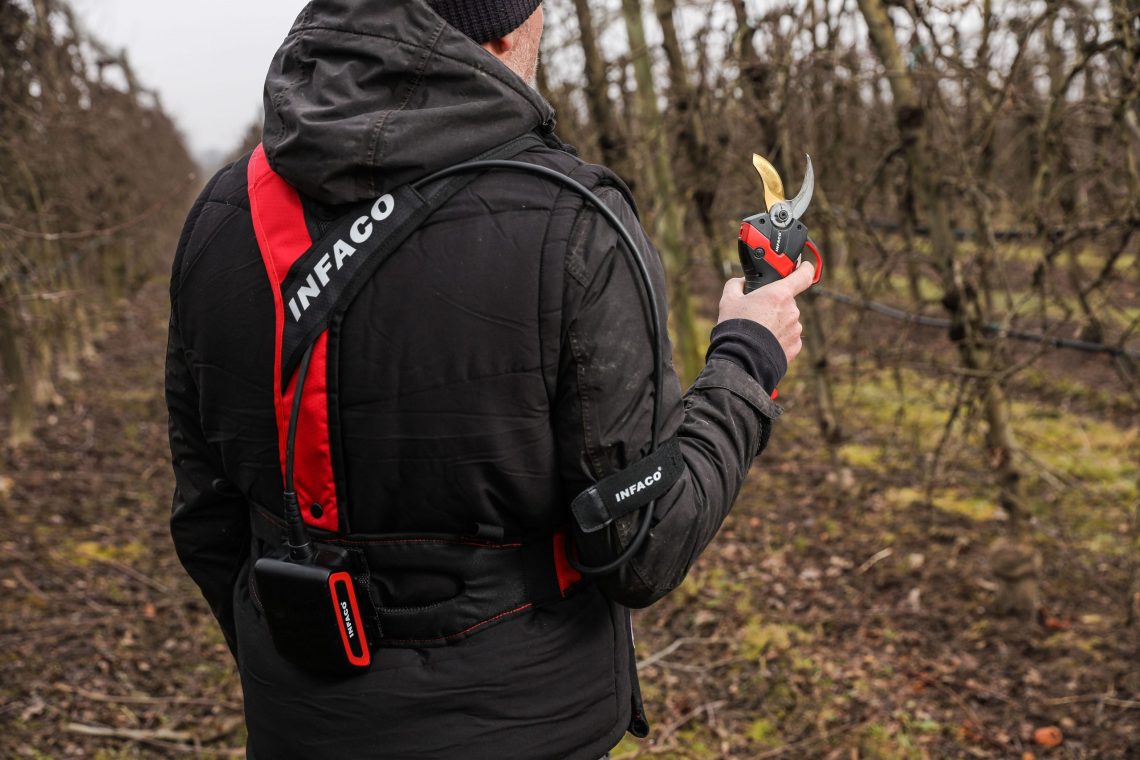 Professionelle elektrische Baum-, Reb- und Gartenschere F3020 Standardkopf in der Baumpflege - INFACO