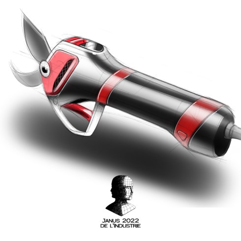 Croquis du sécateur F3020 par Blanc Tailleur - gagnant du JANUS 2022 de l'industrie